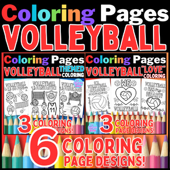 Volleyball sports coloring pages sheets volleyball coloring activity