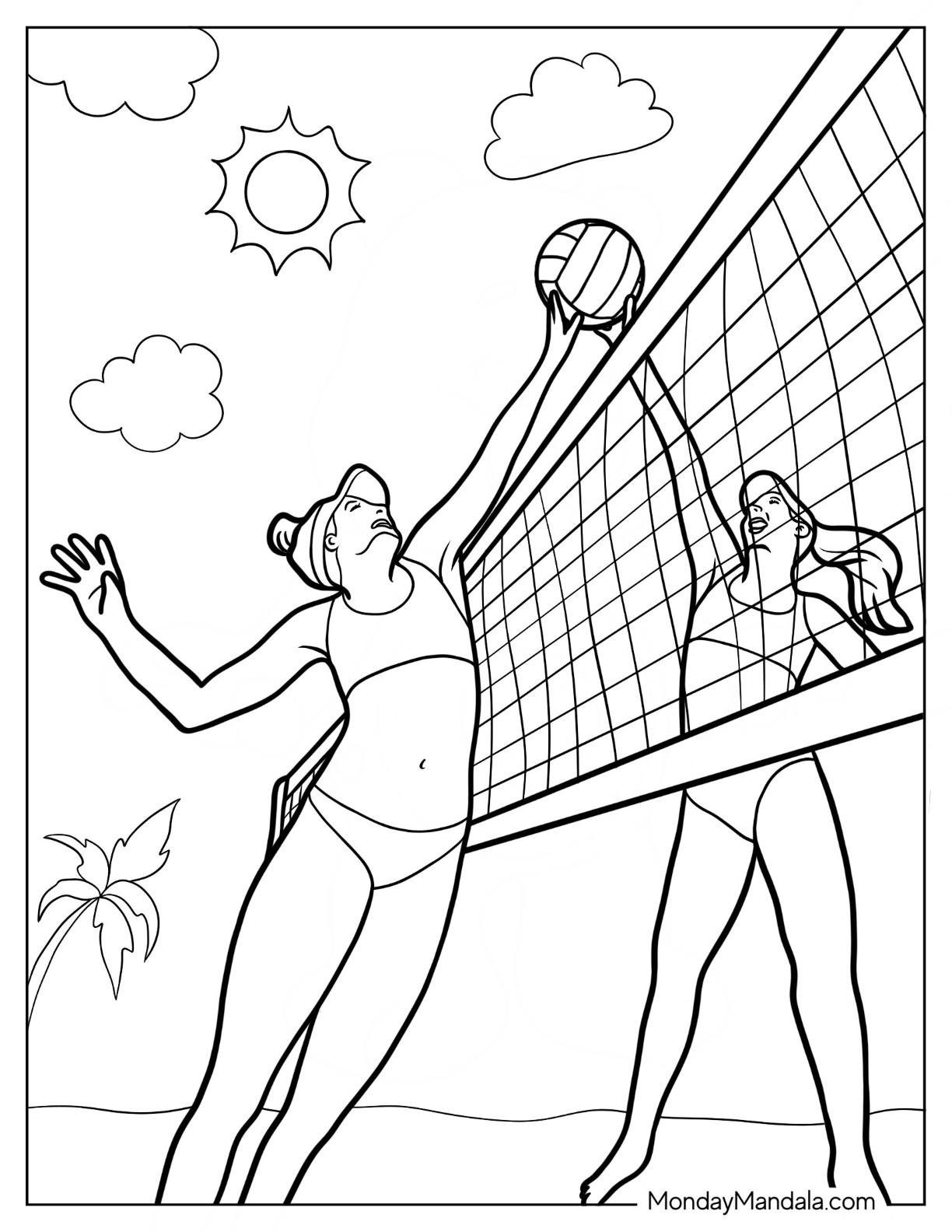 Volleyball coloring pages free pdf printables