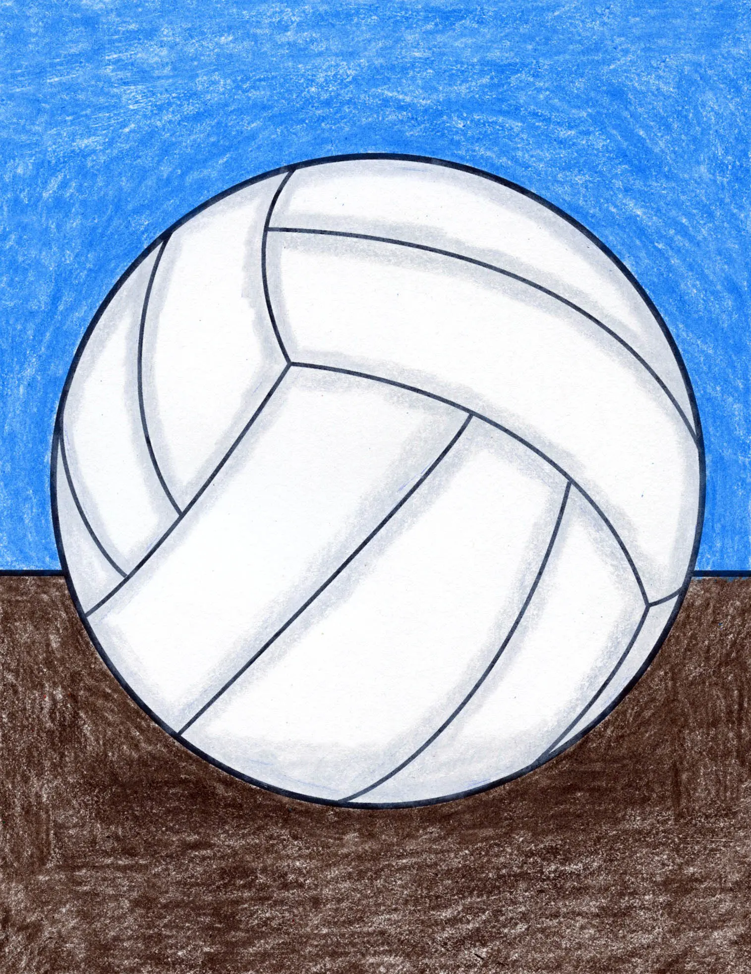 Easy how to draw a volleyball tutorial and coloring page