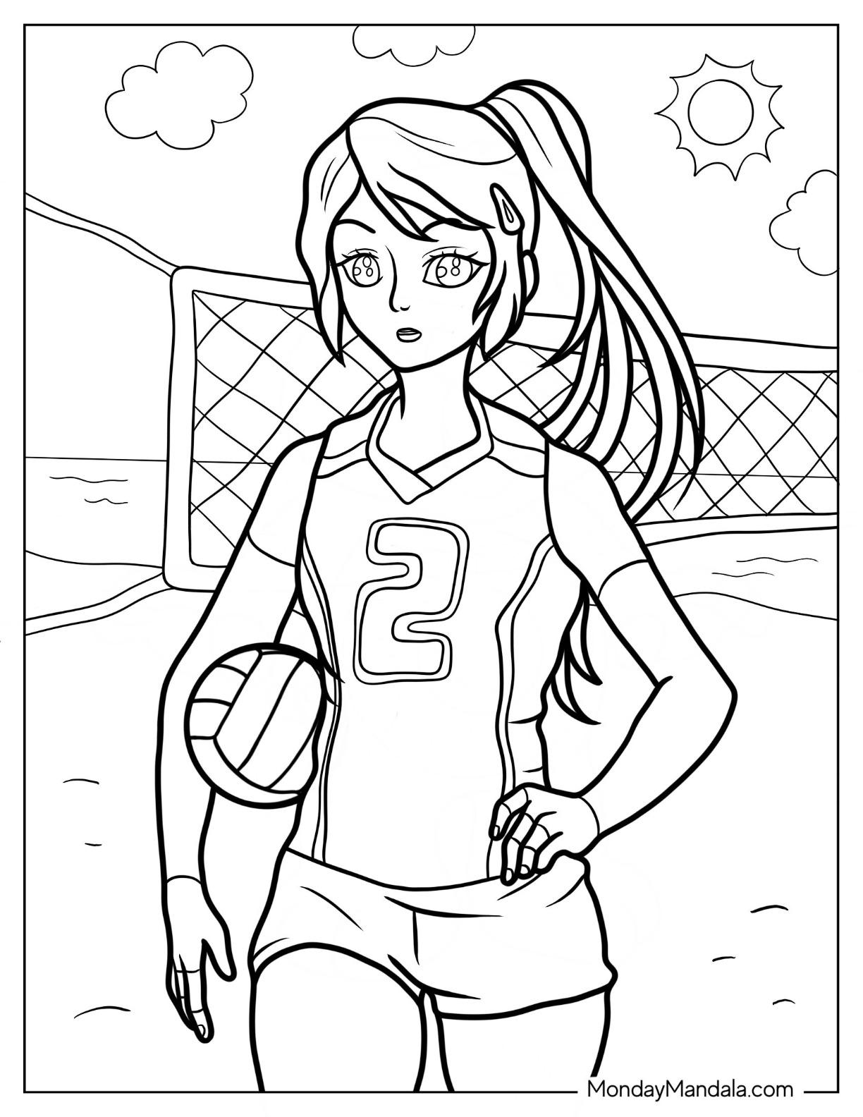 Volleyball coloring pages free pdf printables