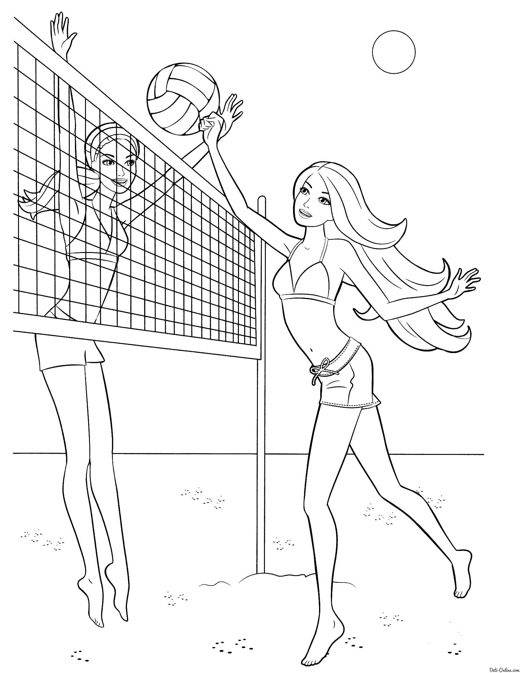 Online coloring pages coloring page barbie playing volleyball barbie download print coloring page