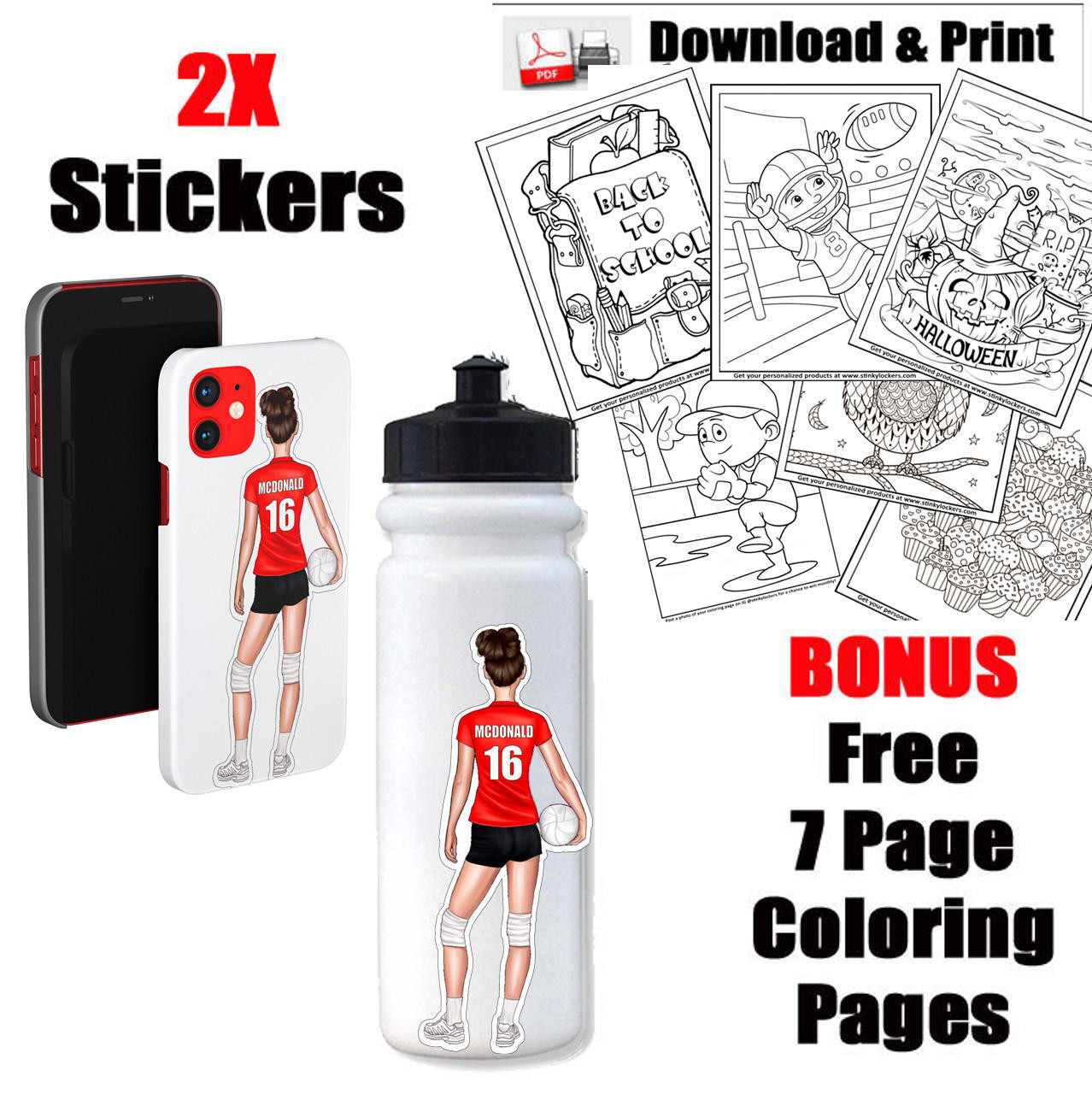 Personalized volleyball water bottle sticker