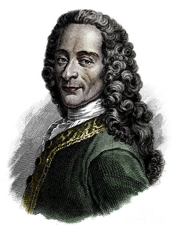 Portrait of voltaire french writer and philosopher art print by french school