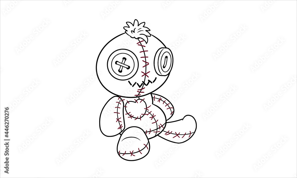 Voodoo doll coloring page vector