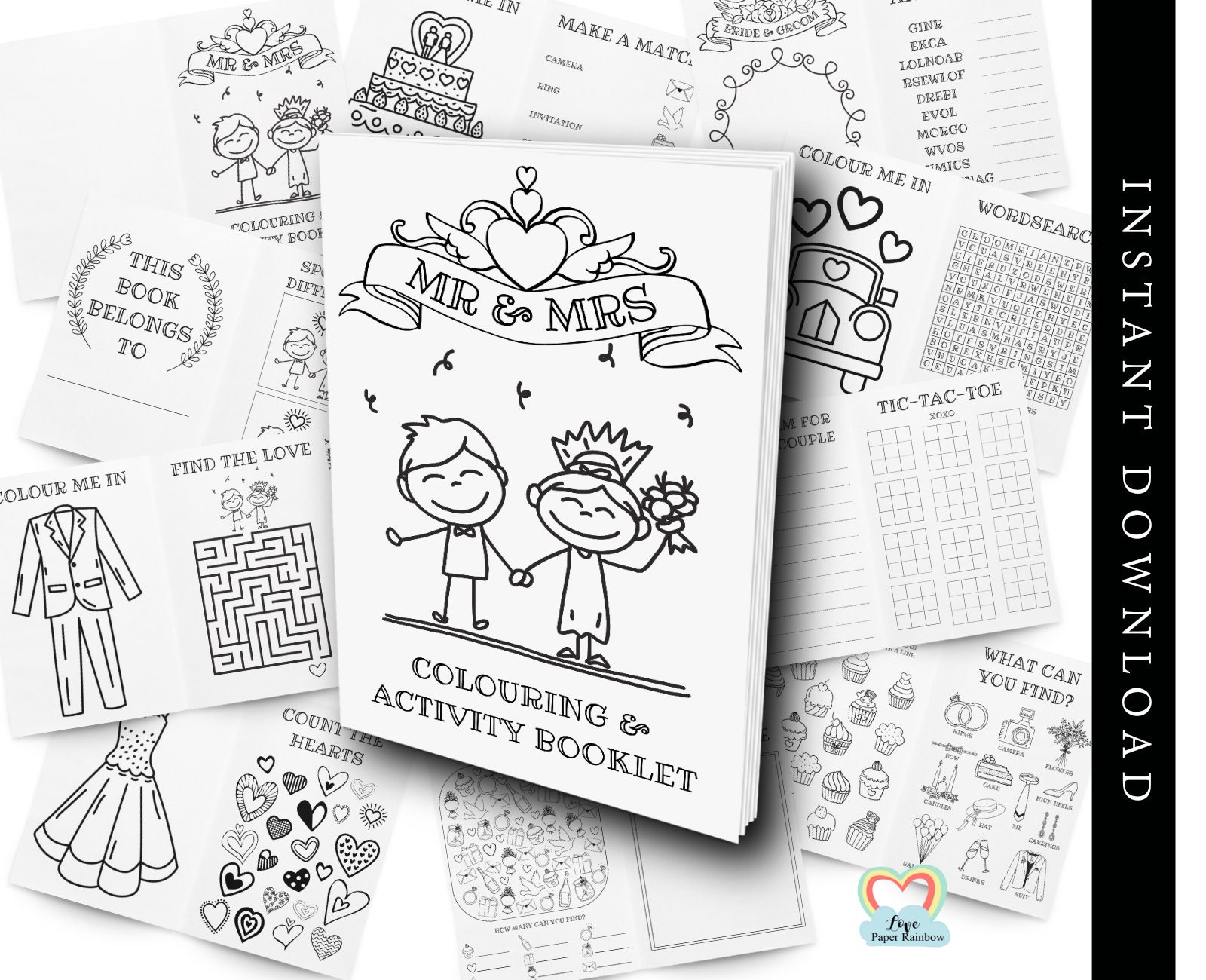 Wedding activity booklet childrens downloadable printable