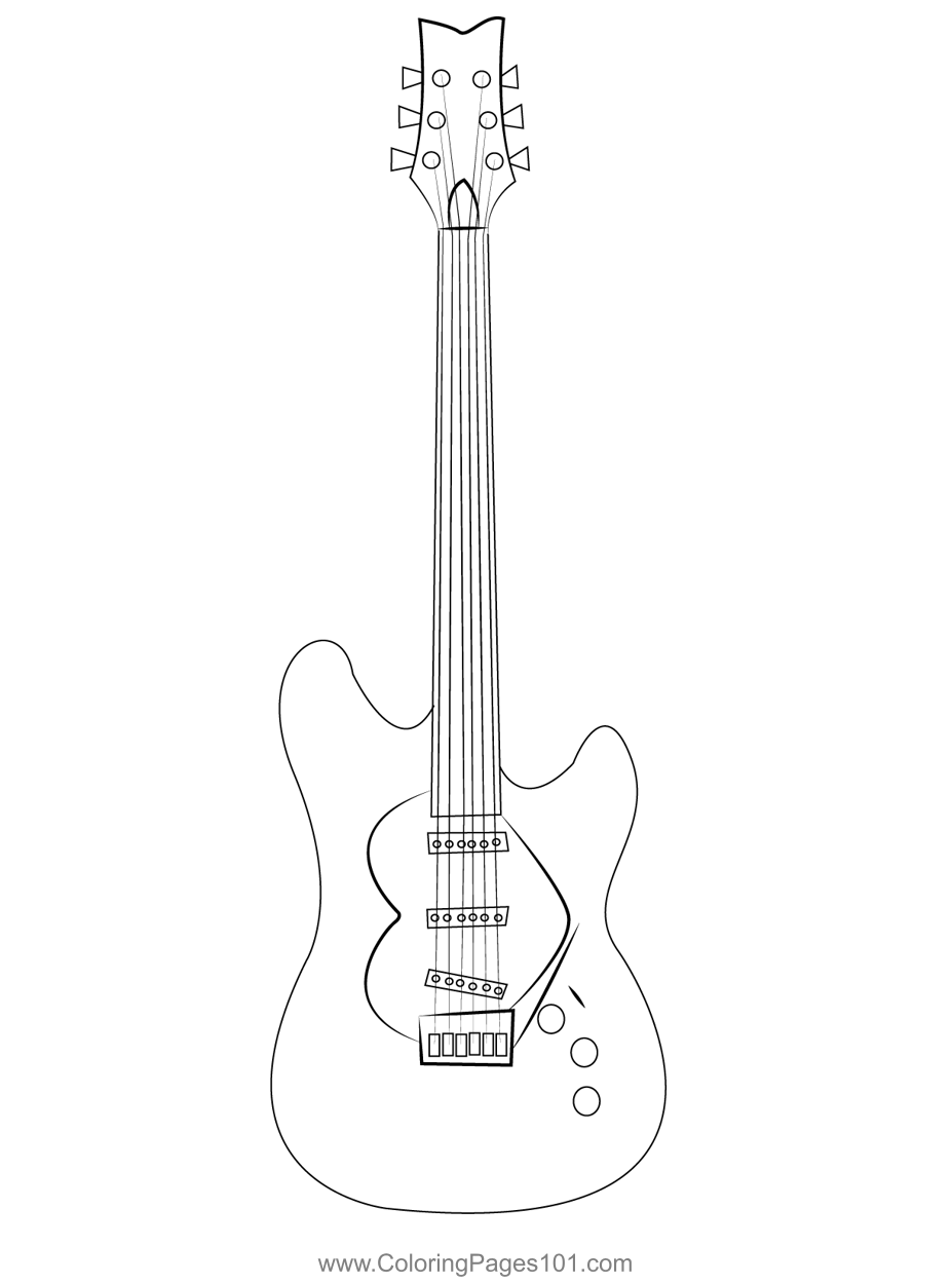 Heart guitar coloring page for kids