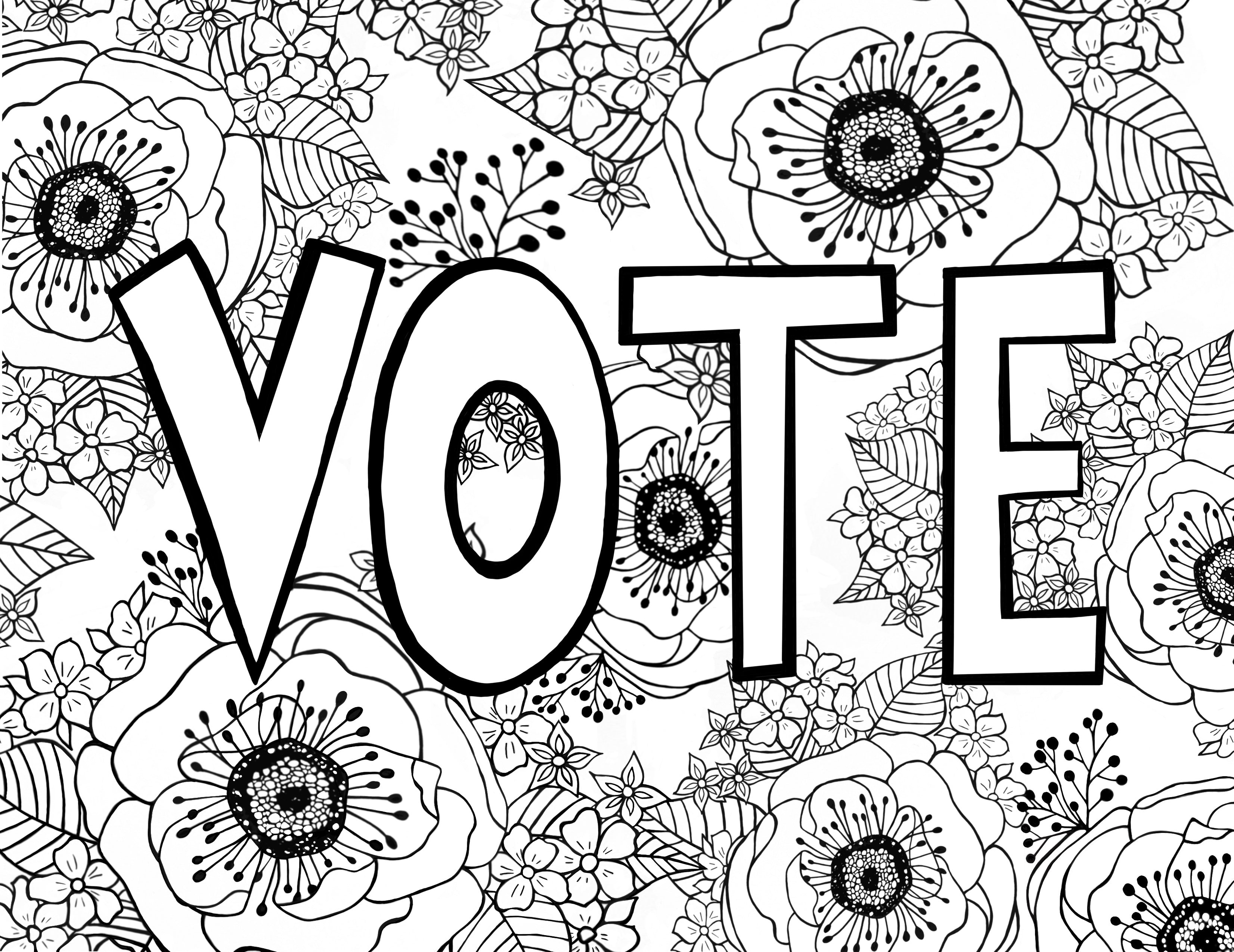 Vote free coloring page and postcards you can print