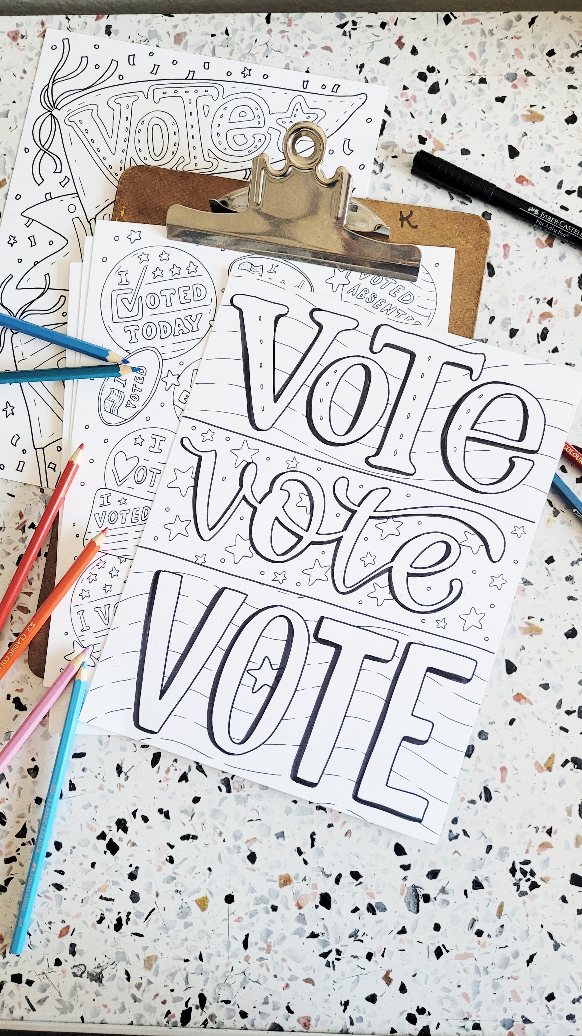 Vote posters coloring pages free printable download gotv â sketchy notions