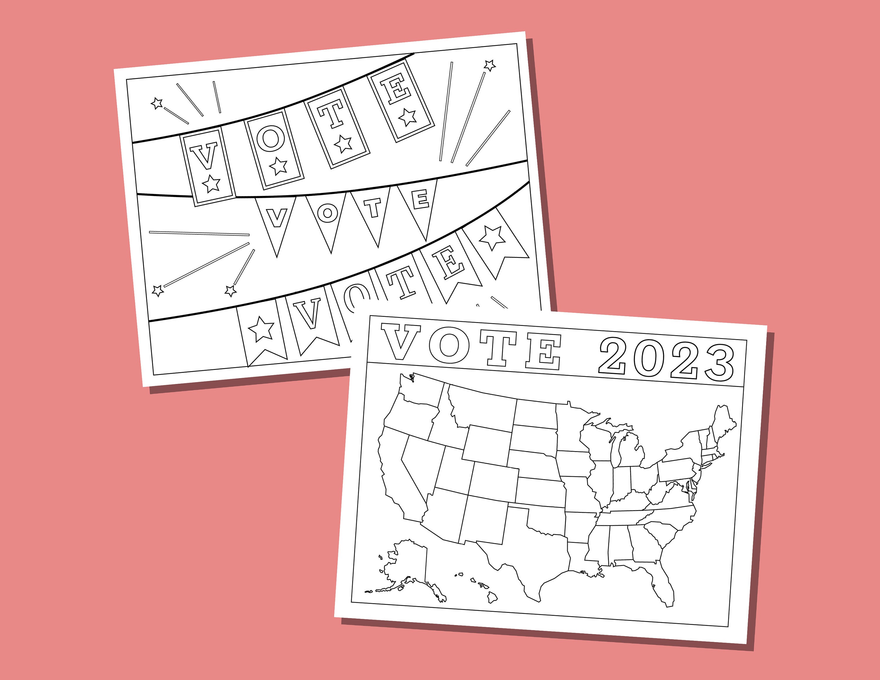 Vote coloring pages for election coloring sheets with vote message perfect for an election classroom activity instant download