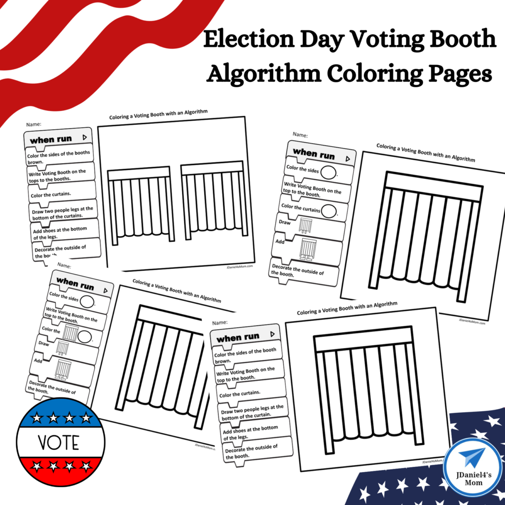 Election day voting booth algorithm coloring pages