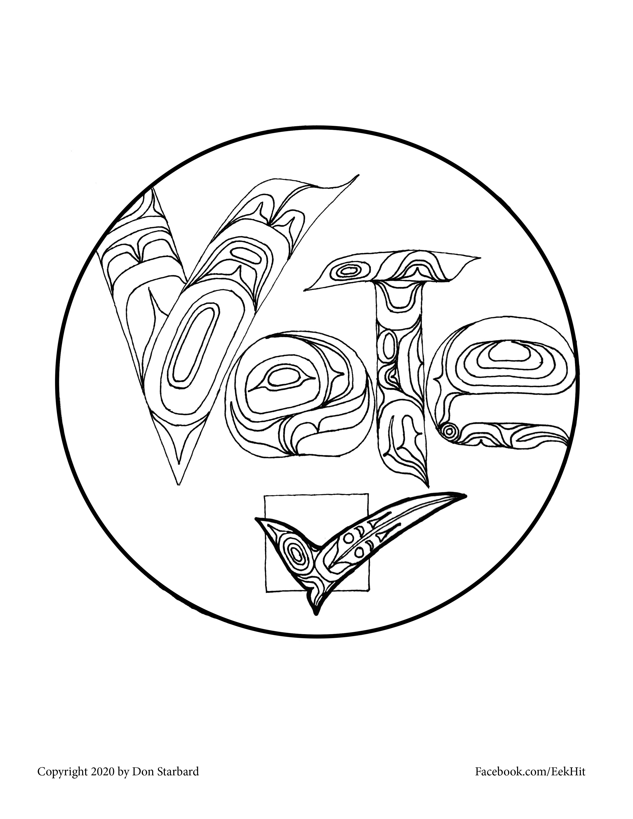 Native voting coloring sheets writing raven