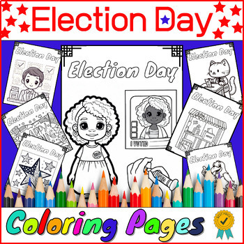 Election day coloring pages votevotingvoterballotboxflagcivics set