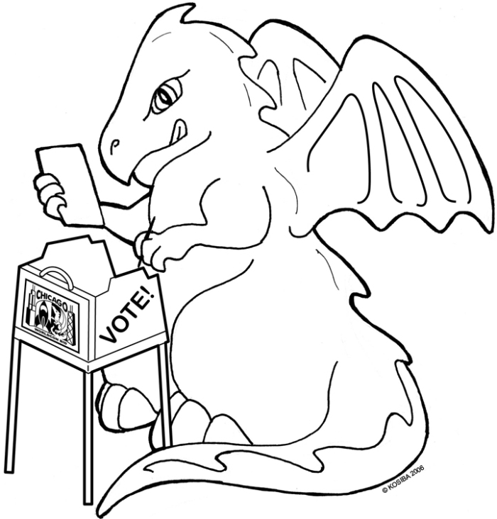 Voting dragon coloring page by bigblued writing dragons