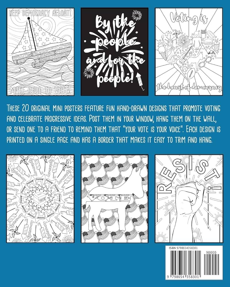 Your vote is your voice twenty mini posters for democratic voters to color and frame donkey vote press beeson elizabeth books