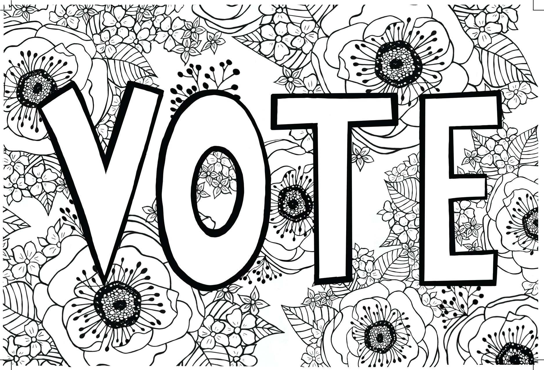 Vote free coloring page and postcards you can print