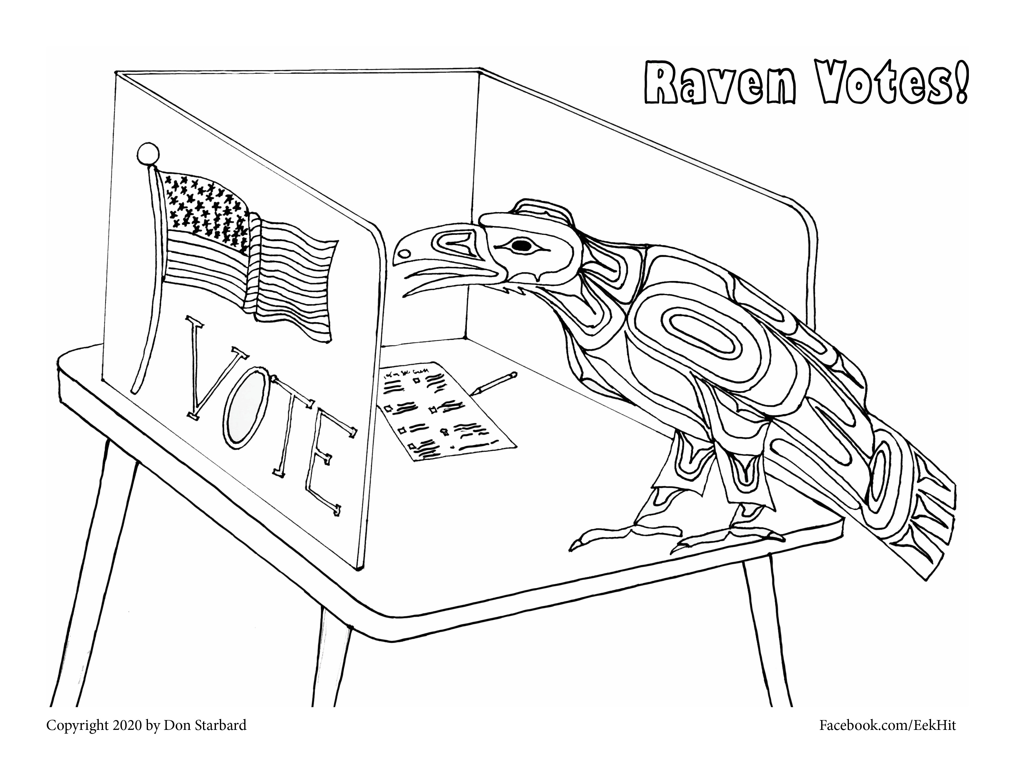 Native voting coloring sheets writing raven