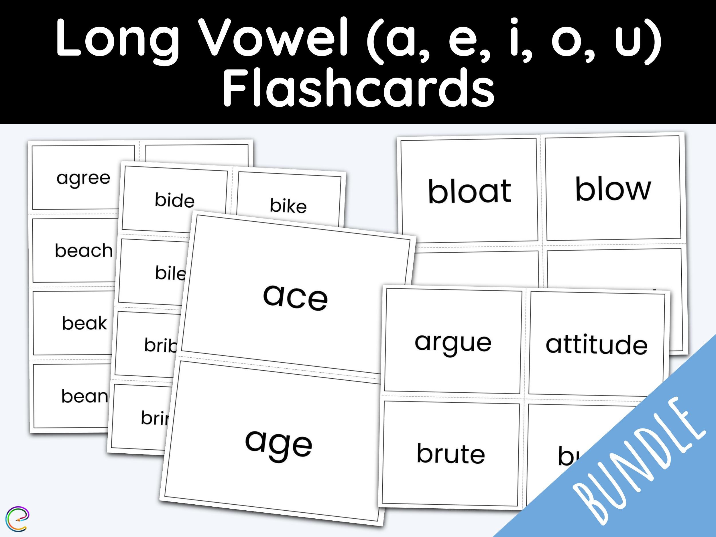 Flashcards vowel sounds long vowels printable flash cards first grade nd grade teaching resources phonics homeschool curriculum instant download