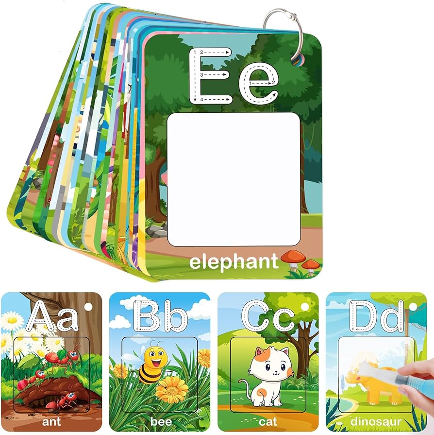 Alphabet water coloring cards mess free painting double flashcards for kids