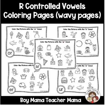 R controlled vowels coloring sheets wavy border by boy mama teacher mama