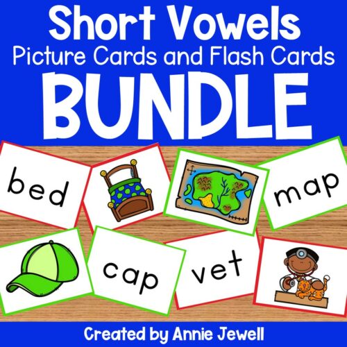 Short vowels picture cards and flash cards bundle made by teachers