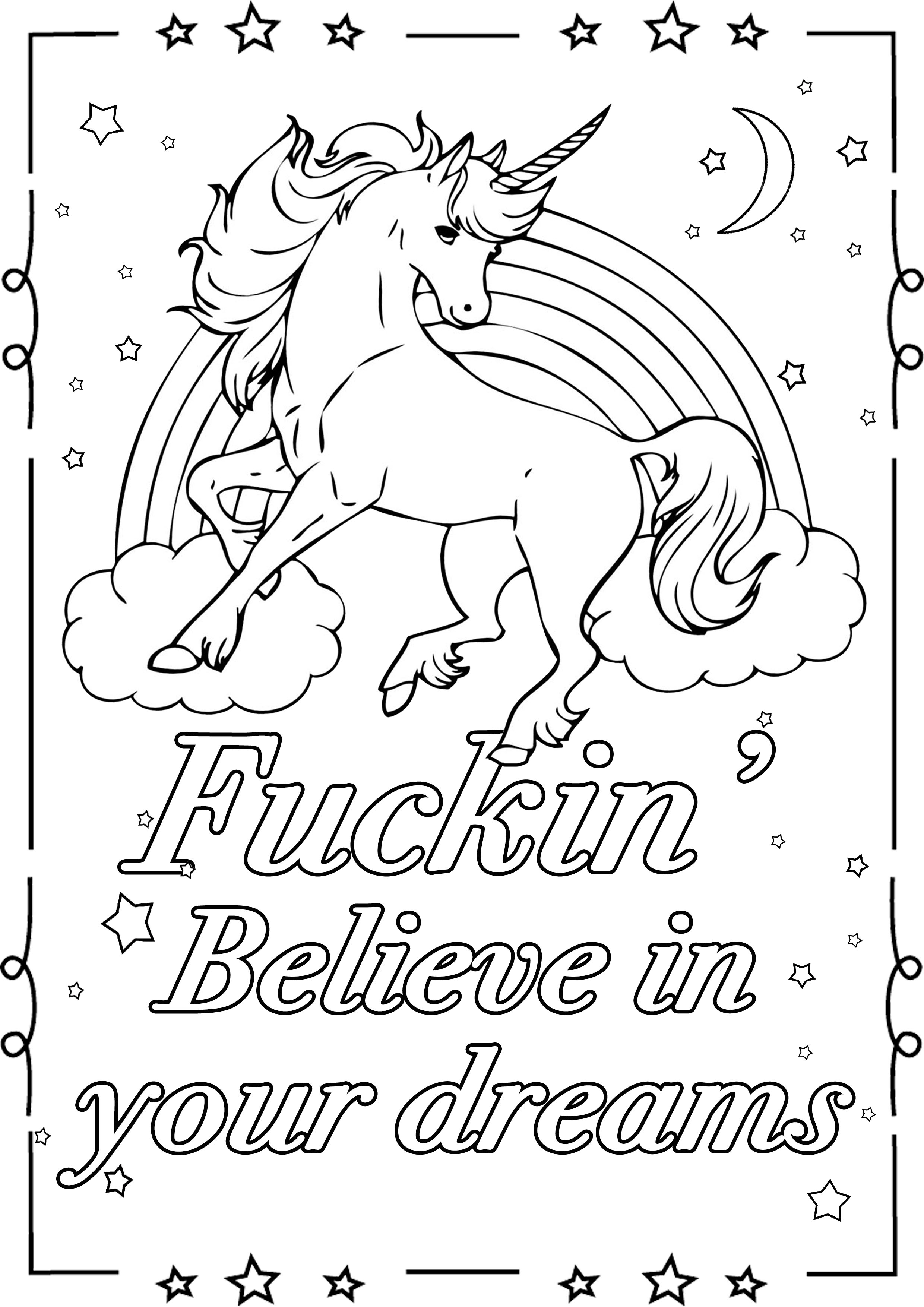 Fuckin believe in your dreamsswear word coloring page