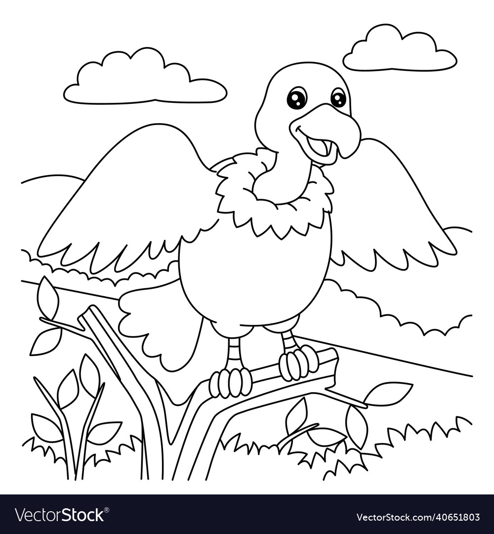 Vulture coloring page for kids royalty free vector image