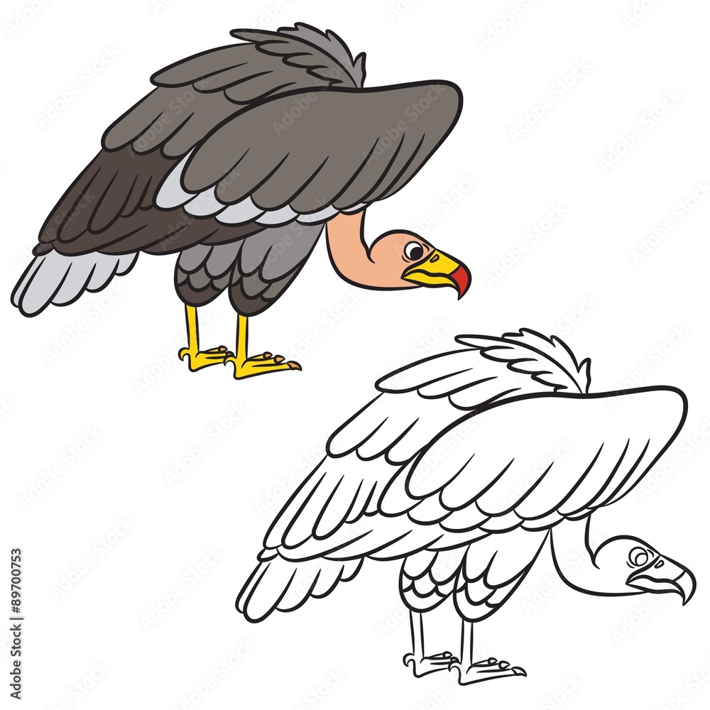 Cartoon vulture coloring page vector illustration vector