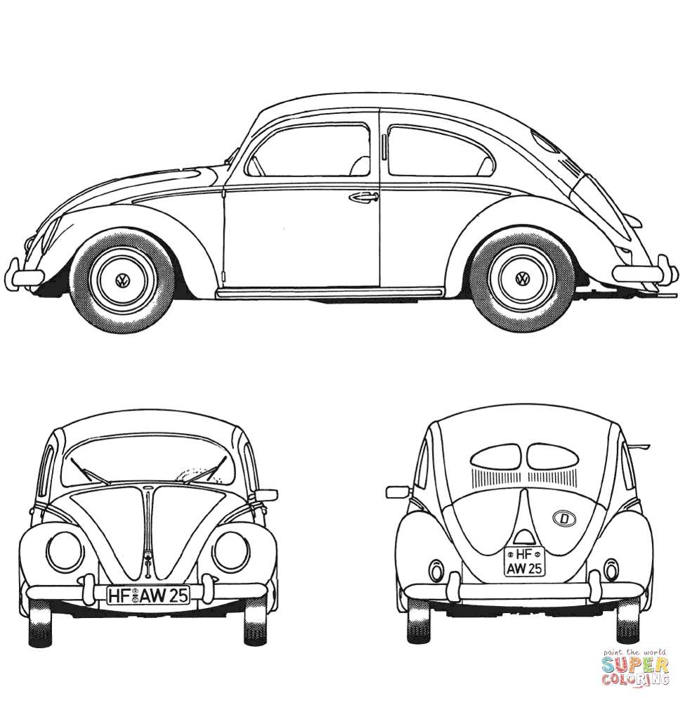 Volkswagen beetle coloring page free printable coloring pages