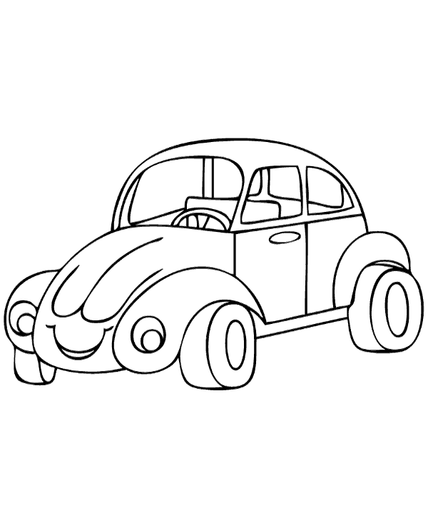 Car vw beetle coloring page for kids