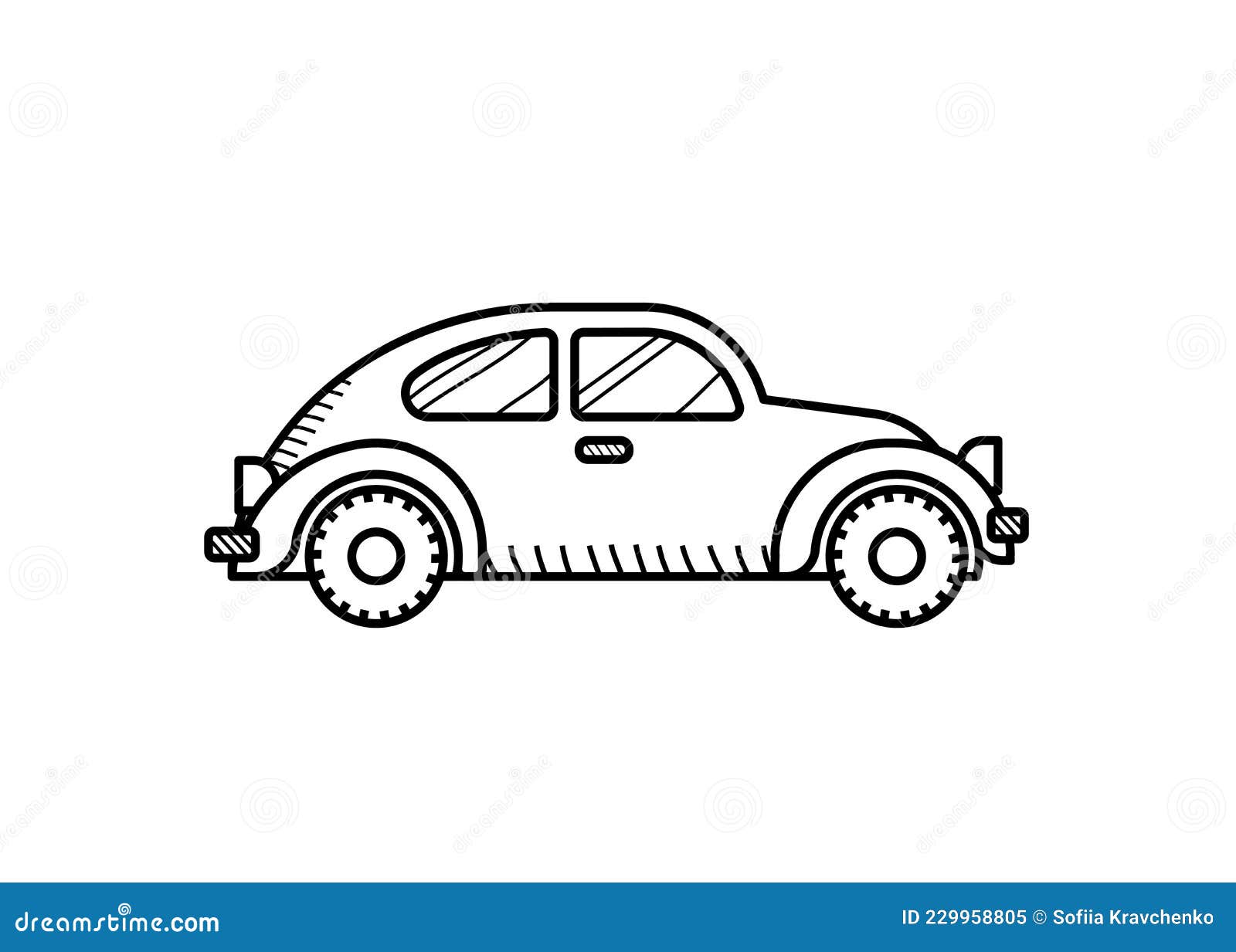 Red car coloring page for kids red beetle car stock vector