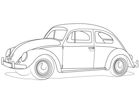 Vw beetle coloring page free printable coloring pages