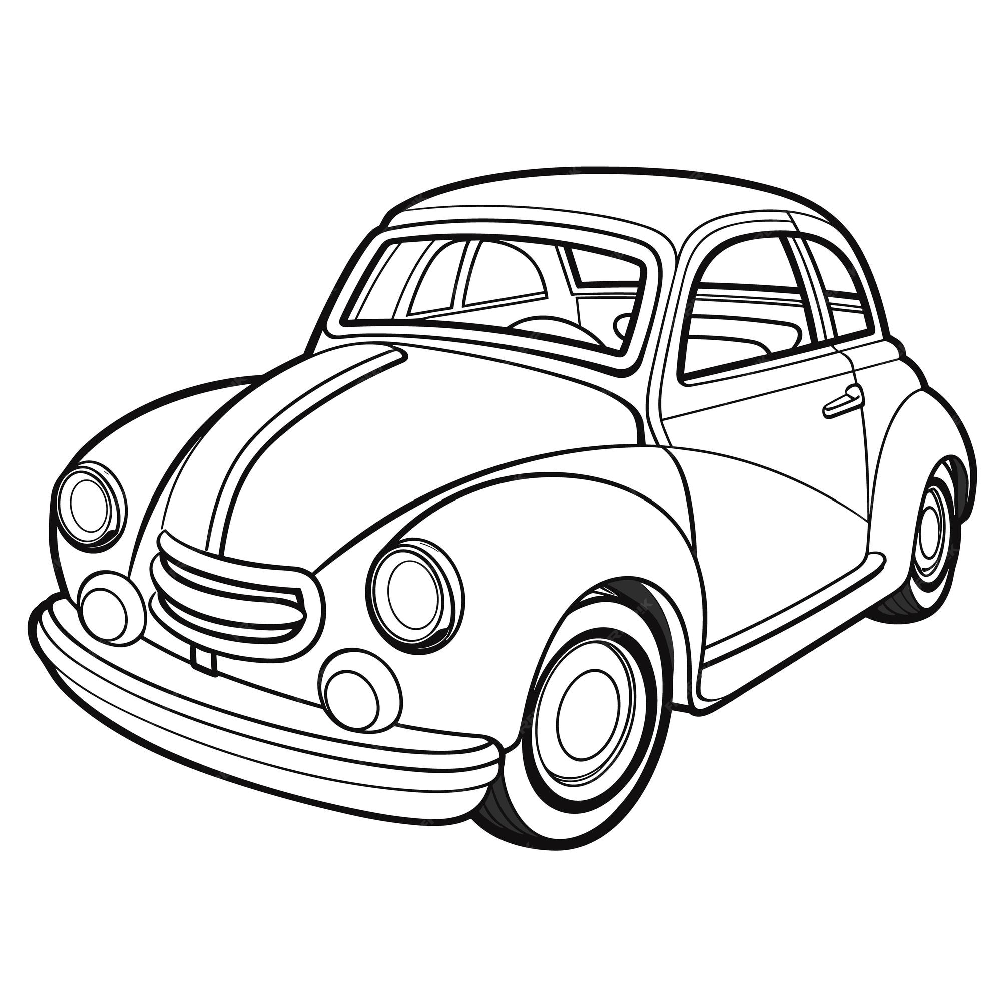 Premium vector police car coloring pages for kid