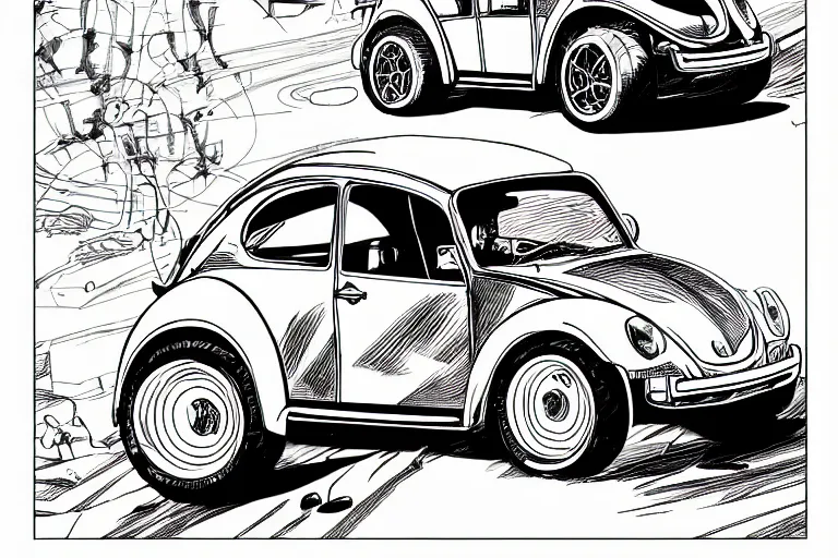 Vw beetle dune buggy a page from cyberpunk stable diffusion