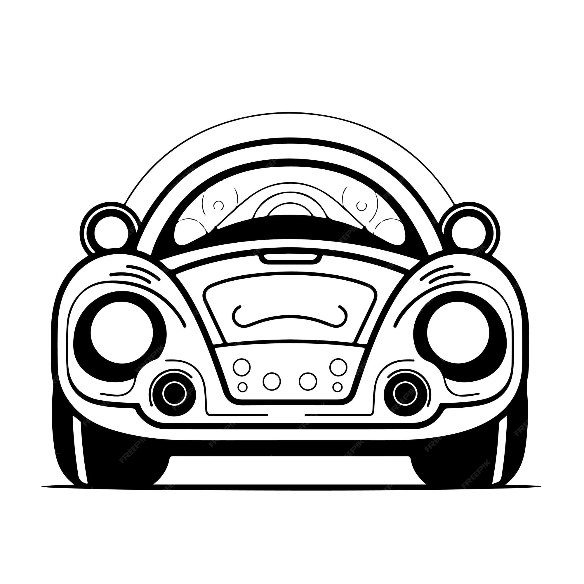 Premium vector sketch hand drawn single line art coloring page car day