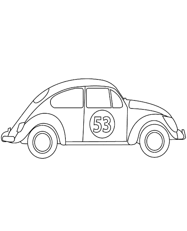 Simple vw beetle coloring page