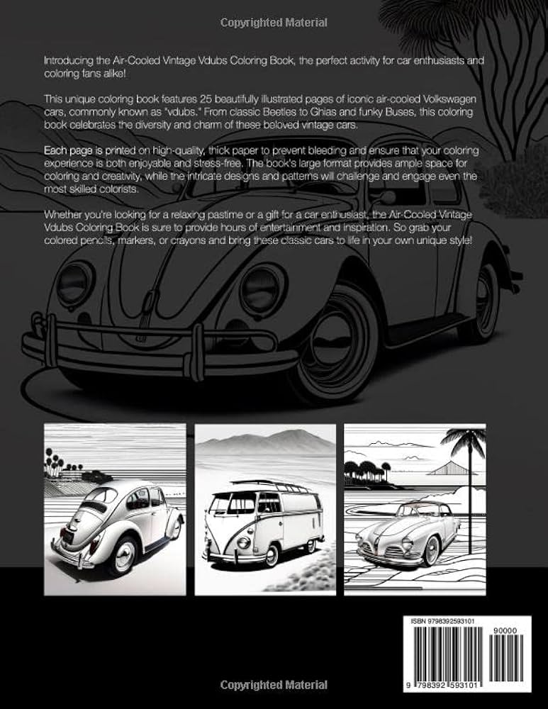 Aircooled vintage vdubs coloring book by art mineki