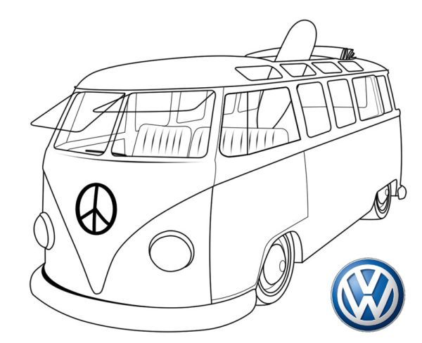 Vw bus coloring pages printable pdf