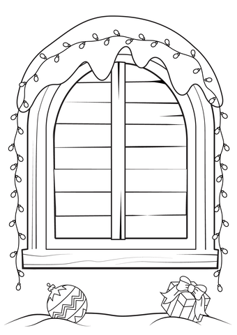 Window in winter coloring page free printable coloring pages