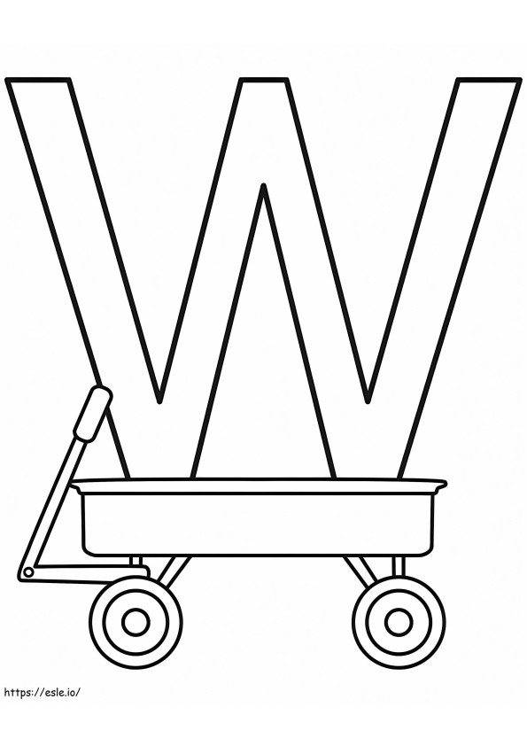 Wagon letter w coloring page