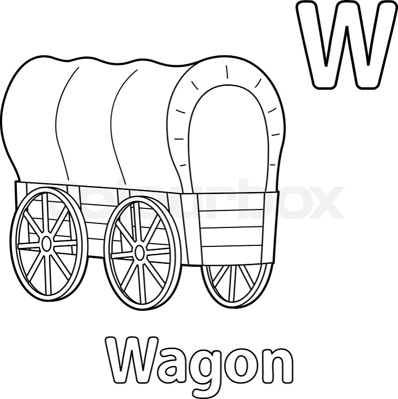 Wagon alphabet abc coloring page w stock vector