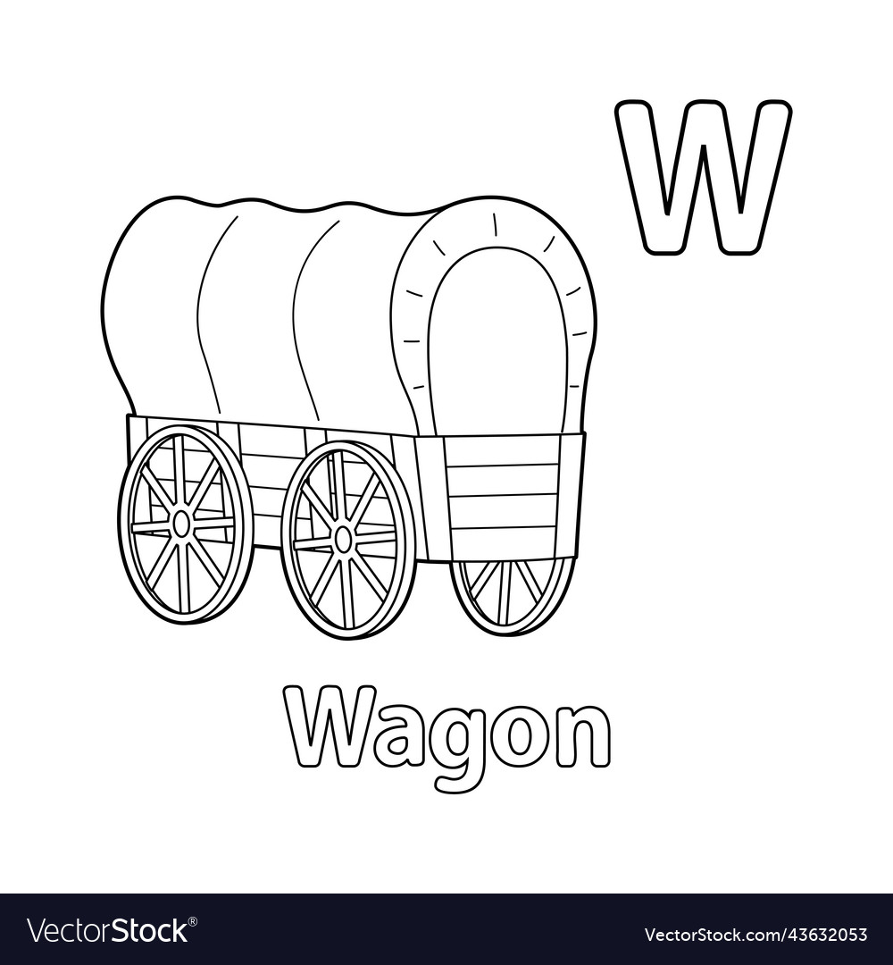 Wagon alphabet abc coloring page w royalty free vector image