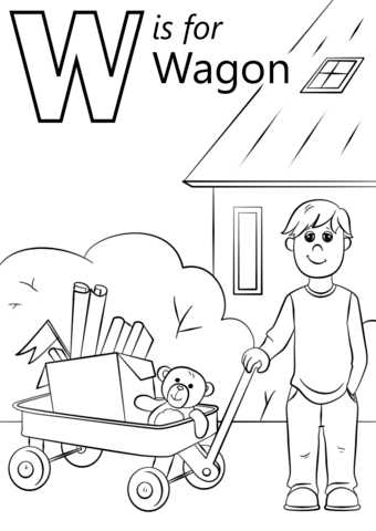 Letter w is for wagon coloring page free printable coloring pages