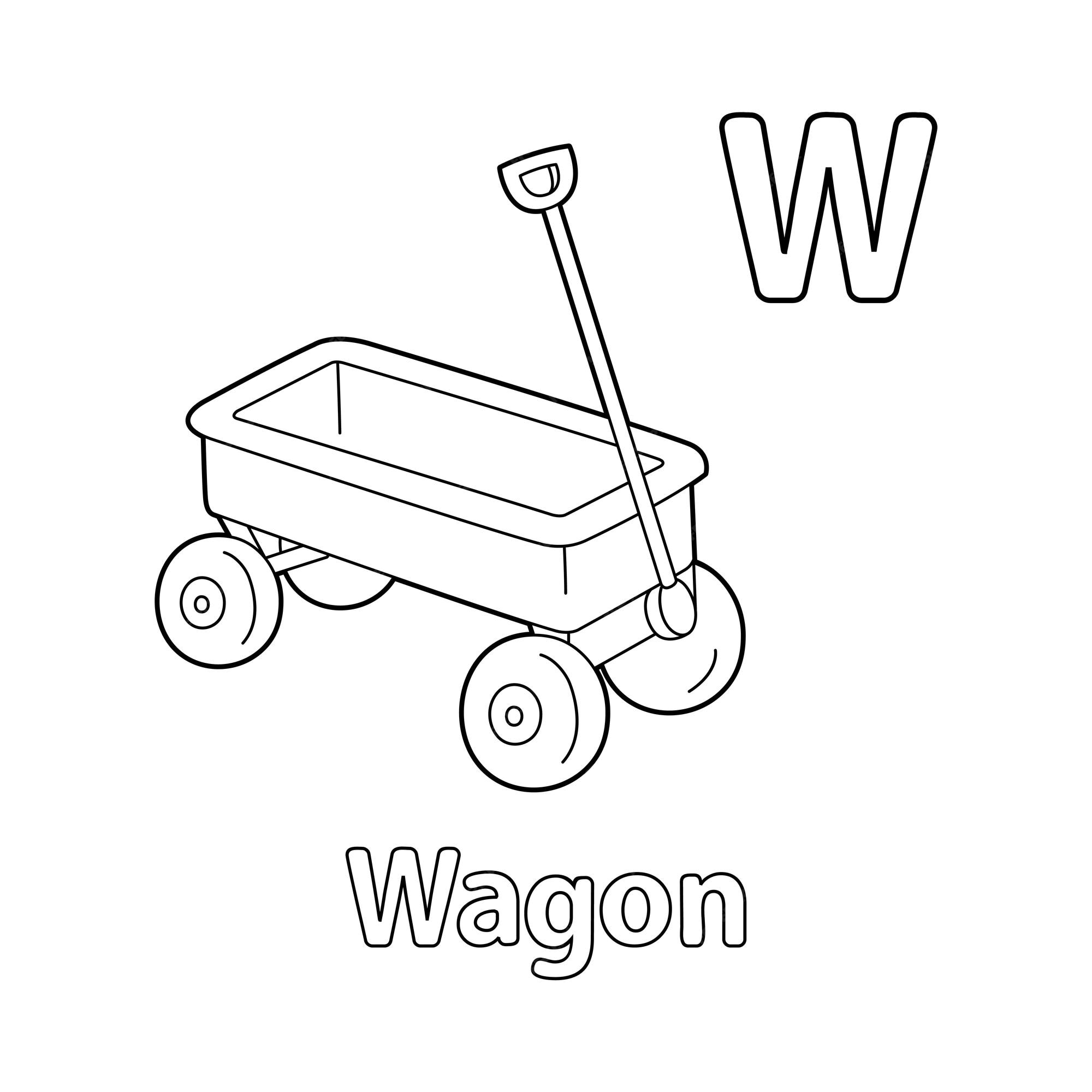 Premium vector wagon alphabet abc coloring page w