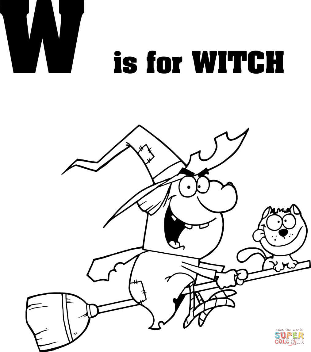 Letter w is for witch coloring page free printable coloring pages