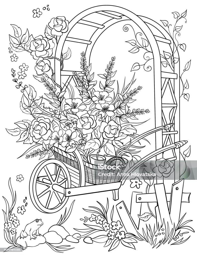 Magical garden coloring book coloring pages stock illustration