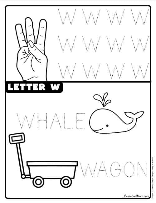 Letter w preschool printables