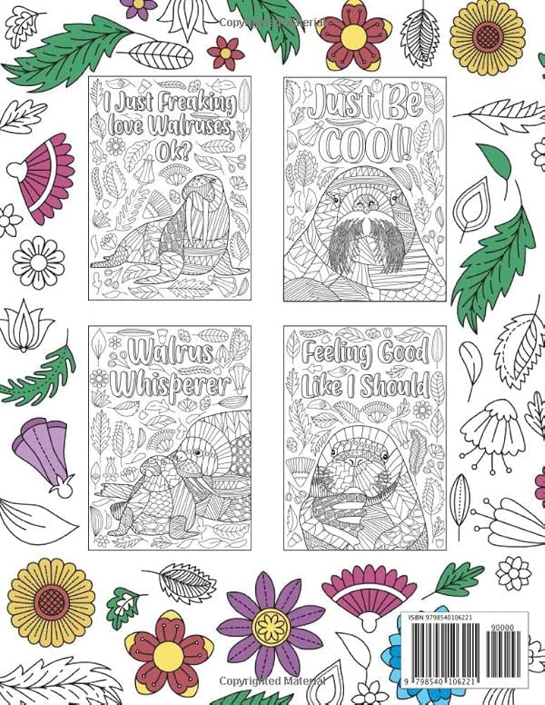 Walrus coloring book adult coloring books for walrus lovers walrus patterns mandala and painting gifts arts and crafts publishing paperland books