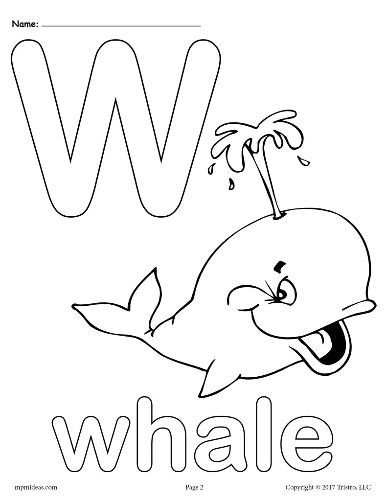 Letter w alphabet coloring pages