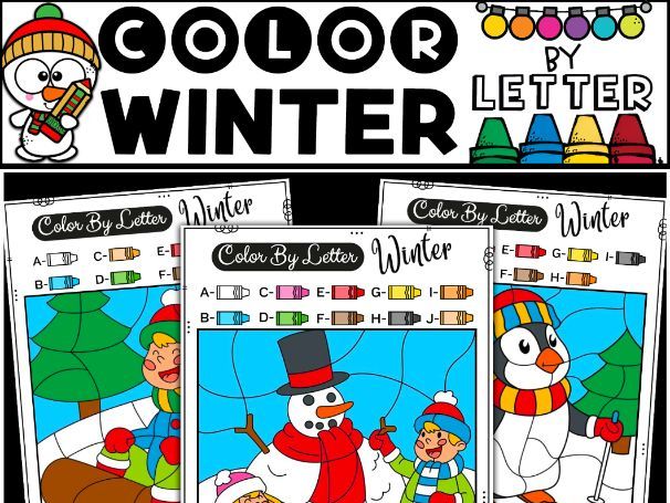 Color by letter worksheets i winter coloring pages i winter color by code teaching resources