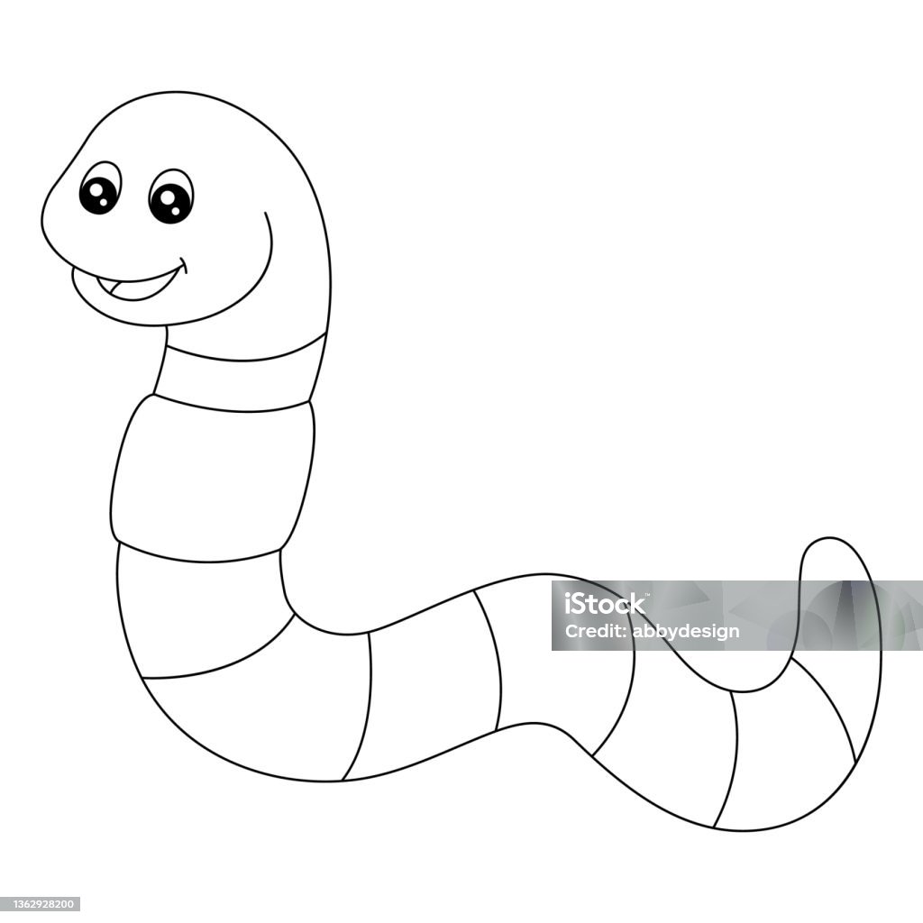 Worm coloring page isolated for kids stock illustration